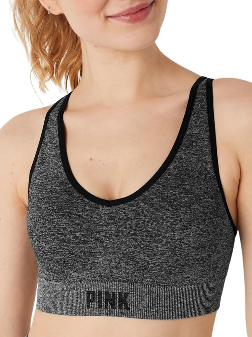 NWT Victoria's Secret Pink Active Seamless Air Sports Bra, Medium Impact, Black
